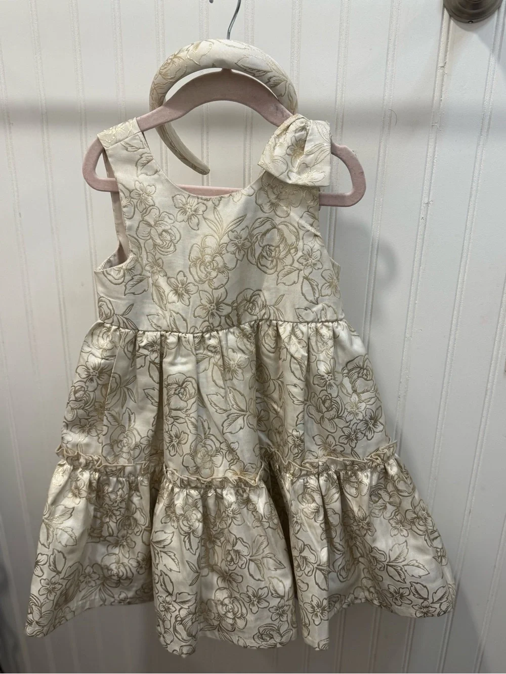Rachel Zoe Ivory Dress with Gold Floral Accents